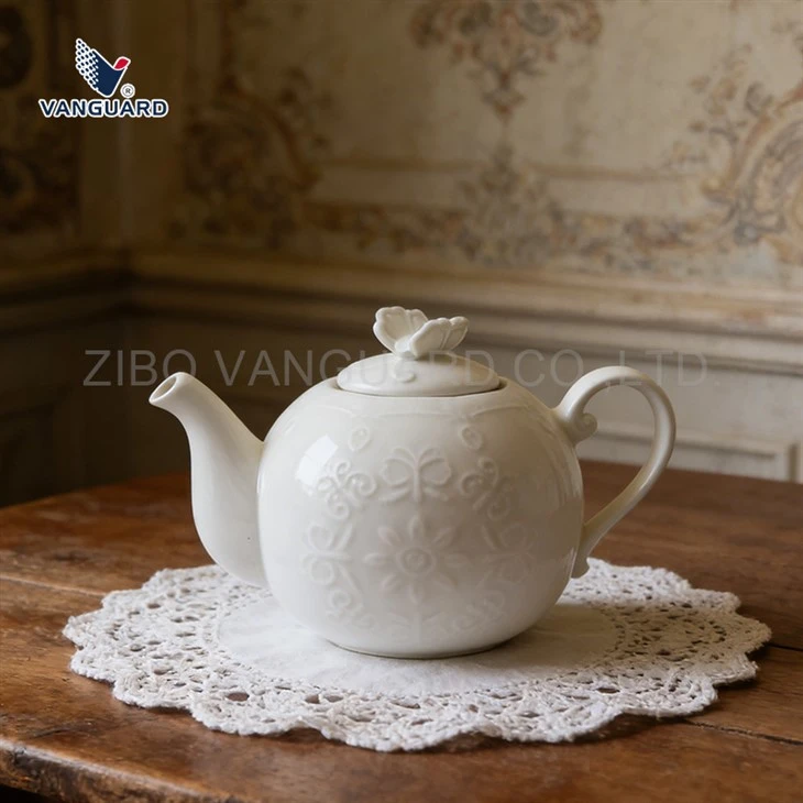 Handmade White Ceramic Tea Pot